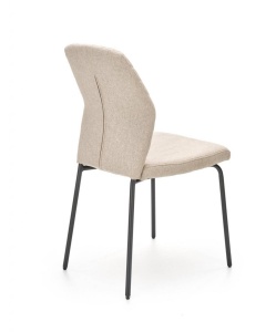 SCAUN DINING K461, BEJ/NEGRU, CU TAPITERIE DIN STOFA SI PICIOARE DIN METAL, STIL MODERN - Img 5