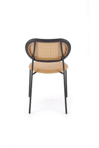 SCAUN DINING K524, MARO DESCHIS/NEGRU, DIN RATTAN, PIELE ECOLOGICA SI PICIOARE DIN METAL , STIL MODERN - Img 4