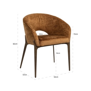 SCAUN DINING KENZI COGNAC FUSION/NEGRU, S4622, CONFECTIONAT DIN 100% POLIESTER SPUMA SI METAL, RICHMOND INTERIORS - Img 4