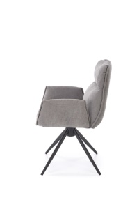 SCAUN DINING PIVOTANT K574, GRI/NEGRU, TAPITERIE DIN STOFA SI PICIOARE DIN METAL, STIL MODERN - Img 2