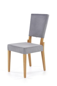 SCAUN DINING SORBUS, GRI/STEJAR, CU TAPITERIE DIN STOFA SI PICIOARE DIN LEMN MASIV, STIL CLASIC - Img 1
