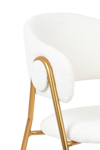 SCAUN DINING VERSO BOUCLE, ALB/AURIU, STIL MODERN - Img 4