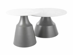 SET 2 MASUTE DE CAFEA ITAKA, 50/70 CM, EFECT DE MARMURA ALBA/GRI, BLAT DIN CERAMICA SI CADRU DIN METAL, STIL MODERN - Img 3