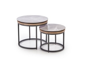 SET 2 MASUTE DE CAFEA ITAKA, EFECT DE MARMURA GRI/NEGRU, DIN MDF SINTERIZAT, MDF FURNIRUIT SI METAL, STIL MODERN - Img 2
