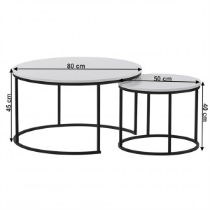 SET 2 MESE DE CAFEA IKLIN, ALB/NEGRU, STIL MODERN, TK - Img 3
