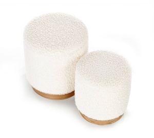 SET 2 TABURETI CANCUN, CREM/NATURAL, TAPITERIE BOUCLE SI PICIOARE DIN FURNIR NATURAL, STIL MODERN - Img 3