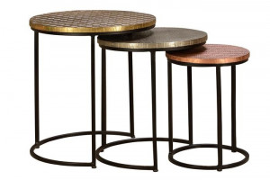 SET 3 MASUTE DE CAFEA, KYLE, MULTICOLOR, DIN METAL, STIL RETRO - Img 1