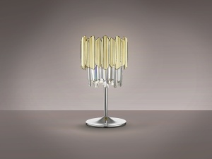 VEIOZA TIARA, 42 CM, CROM/AURIU/TRANSPARENT, DIN METAL, ABS SI STICLA, STIL MODERN - Img 1