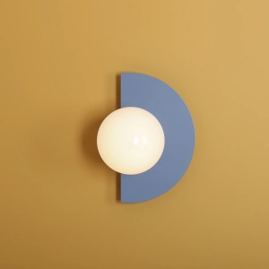APLICA LOOP, 28 CM, ALBASTRA, DIN STICLA SI METAL, STIL MODERN - Img 3