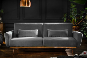 CANAPEA EXTENSIBILA 210CM, TAPITATA CU CATIFEA GRI, BELLEZZA, STIL MODERN - Img 3