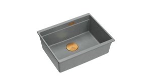 CHIUVETA BUCATARIE REA LOGAN 100, CU DOP, GRI METALIC/CUPRU, DIN GRANIT, CALITATE SUPERIOARA - Img 1