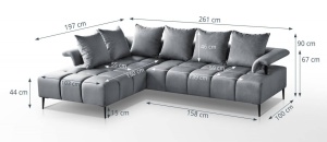 COLTAR ELEGANT, VANESSA GRI INCHIS 261CM, DIN STOFA DE CALITATE SUPERIOARA - Img 6