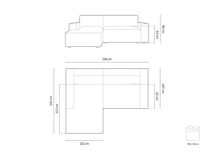 COLTAR EXTENSIBIL JODIE, STANGA, 3 LOCURI, 246 CM, DIVERSE CULORI SI MATERIALE, DESIGN DEOSEBIT - Img 24