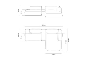 COLTAR MODULAR MARTINA DREAPTA, 2 LOCURI, 285 CM, DIVERSE CULORI SI MATERIALE, DESIGN DEOSEBIT - Img 19