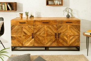 COMODA INFINITY HOME 160C, COD 39284, STIL VINTAGE DIN LEMN MASIV DE MANGO - Img 2
