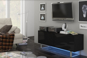 COMODA RTV NEAGRA CU LED SI TELECOMANDA KING 1 - DESIGN MODERN - Img 1