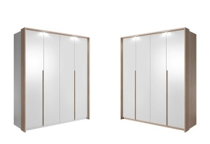 DULAP DORMITOR CU LED XELO 185 ALB/STEJAR AURIU DESIGN SCANDINAV LSK - Img 1