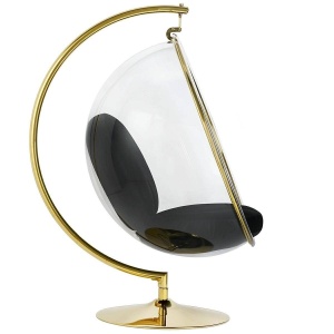 FOTOLIU EXCLUSIVIST BUBBLE STAND, NEGRU/TRANSPARENT/AURIU, DIN ACRIL SI CATIFEA, STIL MODERN - Img 3