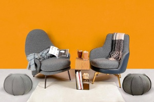 FOTOLIU LOBBY TEDDY, GRI/NEGRU, TAPITERIE DIN TEXTIL PLUSAT SI PIELE ECOLOGICA, STIL MODERN - Img 2
