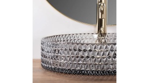 LAVOAR REA CRISTAL, GRI, 40 CM, DIN STICLA, CALITATE SUPERIOARA - Img 4