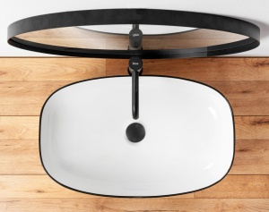 LAVOAR REA JOVITA, 60 CM, ALB/NEGRU, DIN CERAMICA, CALITATE SUPERIOARA - Img 2