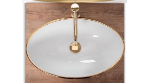 LAVOAR REA PAMELA, 53 CM, ALB/AURIU, DIN CERAMICA, CALITATE SUPERIOARA - Img 4