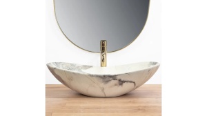 LAVOAR REA ROYAL, SAND, 62,5 CM, EFECT DE MARMURA ALBA, DIN CERAMICA, CALITATE SUPERIOARA - Img 4