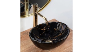LAVOAR REA SOFIA MINI, EFECT DE MARMURA NEAGRA, 35 CM, DIN CERAMICA, CALITATE SUPERIOARA - Img 1
