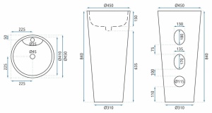 LAVOAR REA STATIV ANYA, LAVA MAT, 84 CM, EFECT DE MARMURA ALBA MATA, DIN CERAMICA, CALITATE SUPERIOARA - Img 8