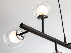 LUSTRA/PLAFONIERA ALTAIS, 92 CM, NEGRU MAT/CROM/OPAL, DIN METAL SI STICLA, STIL MODERN - Img 2