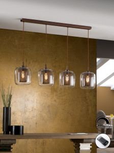 LUSTRA/PLAFONIERA FOX, CU TELECOMANDA, 107 CM, CIOCOLATIU/TRANSPARENT, DIN METAL SI STICLA, STIL MODERN - Img 1
