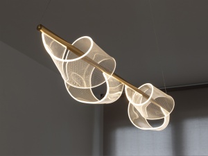 LUSTRA/PLAFONIERA VELAS, 100 CM, AURIU MAT/OPAL, DIN METAL SI METACRILAT MICROIMPRIMAT, STIL MODERN - Img 3