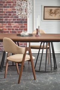 MASA DINING EXTENSIBILA EVERTON, NUC/NEGRU, 180/200 CM, BLAT DIN MDF SI PICIOARE DIN METAL, STIL MODERN - Img 4