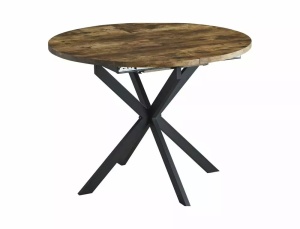 MASA DINING EXTENSIBILA GASTON, 100/135 CM, NUC/NEGRU, BLAT DIN MDF SI PICIOARE DIN METAL, STIL MODERN - Img 4