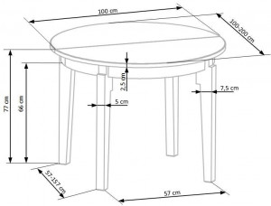 MASA DINING EXTENSIBILA SORBUS, ALBA, 100/200 CM, BLAT DIN MDF SI PICIOARE DIN LEMN MASIV, STIL CLASIC, HALMAR - Img 3