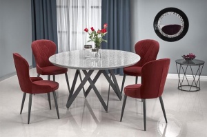 MASA DINING GUSTIMO, CU EFECT DE MARMURA GRI/NEGRU, 140 CM, BLAT DIN MDF SI PICIOARE DIN METAL, STIL MODERN - Img 1