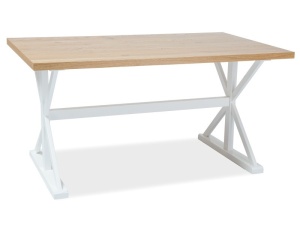MASA DINING OXFORD 150x90 ALB/STEJAR DIN LEMN SI FURNIR STIL SCANDINAV SIGNAL - Img 2