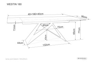 MASA EXTENSIBILA WESTIN III, EFECT DE MARMURA ALBA/NEGRU, 180/260 CM, STICLA, CERAMICA ITALIANA SI METAL, STIL MODERN - Img 6