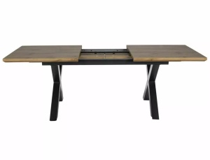 MASA EXTENSIBILA XAVIERO II, 160/240 CM, STEJAR ARTISAN/NEGRU, BLAT DIN MDF SI PICIOARE DIN METAL, STIL MODERN - Img 6
