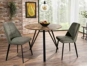 MASA LIVING/DINING TETIS, 100 CM, NUC/NEGRU MAT, BLAT DIN MDF, FURNIR NATURAL SI PICIOARE DIN METAL, STIL MODERN - Img 1