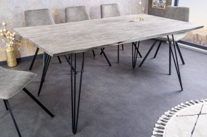 MASA SCORPION 140CM, LEMN MASIV DE SALCAM SI METAL, DESIGN INDUSTRIAL - Img 1