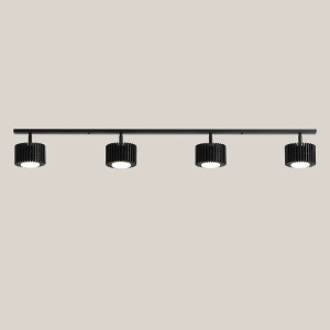 PLAFONIERA TULL, 4 BRATE, 14 CM, NEAGRA, DIN LEMN SI METAL, STIL MODERN - Img 1