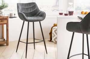 SCAUN BAR, DUTCH, COD 41442, DIN METAL SI CATIFEA GRI, DESIGN MODERN - Img 4