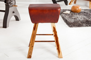 SCAUN DE BAR DIN LEMN MASIV SI PIELE NATURALA BOCK LEDER 36815 - DESIGN VINTAGE - Img 5