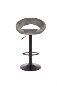 SCAUN DE BAR H102, GRI/NEGRU, TAPITERIE DIN CATIFEA SI PICIOARE DIN METAL, STIL MODERN - Img 4