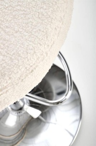 SCAUN DE BAR H109, CREM/NUC/CROM, TAPITERIE BOUCLE SI LEMN SI PICIOARE DIN METAL, STIL MODERN - Img 4