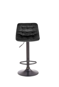 SCAUN DE BAR H95, NEGRU/NEGRU, TAPITERIE DIN CATIFEA SI PICIOARE DIN METAL, STIL MODERN - Img 4