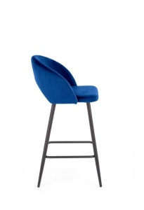 SCAUN DE BAR H96, ALBASTRU/NEGRU, TAPITERIE DIN CATIFEA SI PICIOARE DIN METAL, STIL MODERN - Img 2