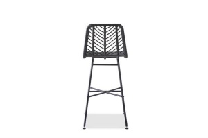 SCAUN DE BAR H97, NEGRU/NEGRU, TAPITERIE DIN RATTAN SI PICIOARE DIN METAL, STIL MODERN - Img 8