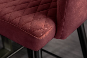 SCAUN DE BAR, PARIS, DE CULOARE ROSIE, DIN CATIFEA, COD 42293, ASPECT RETRO - Img 3